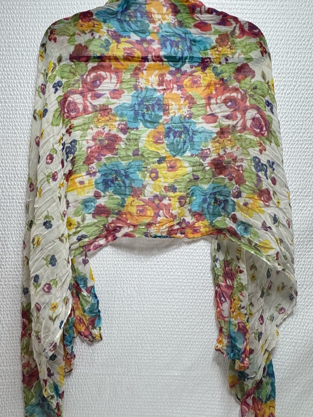 2 chic Floral Lightweight Multicolor Scarf - Blue Yellow Pink Green